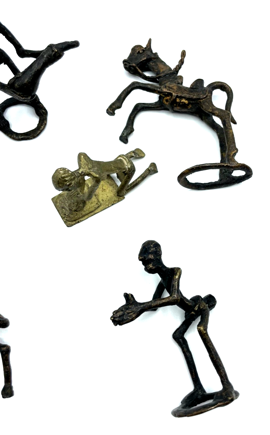 Konvolut vintage Sammlung 7 Afrika Ashanti Ghana Figuren Messing Bronze Handarbe5