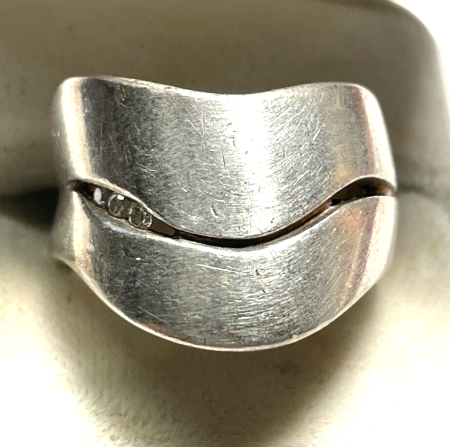 Massiver 925 Silber Designer Ring QUINN mit 3 Brillanten 0,06 ct RG 55 Ø 17,5 mm0