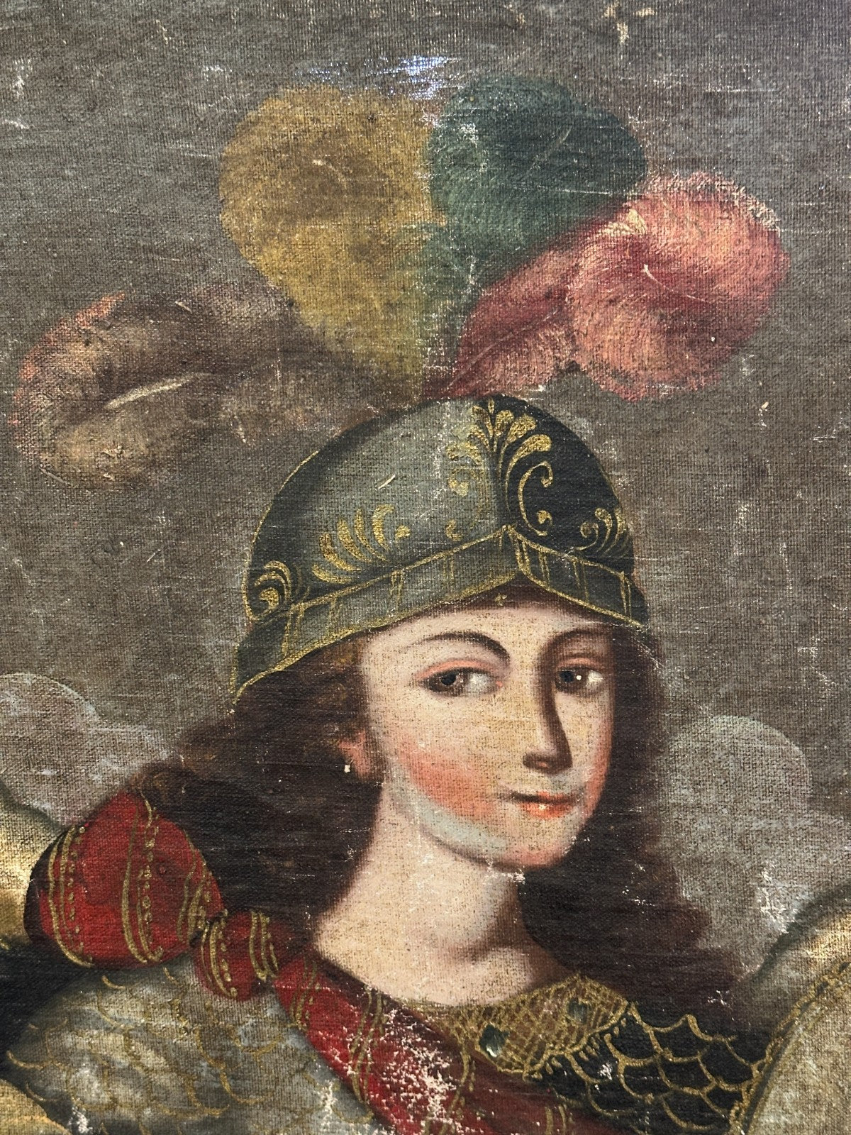 Kolonialgemälde um 1750 – Erzengel Raphael – Cusco-Schule – Öl auf Leinwand1