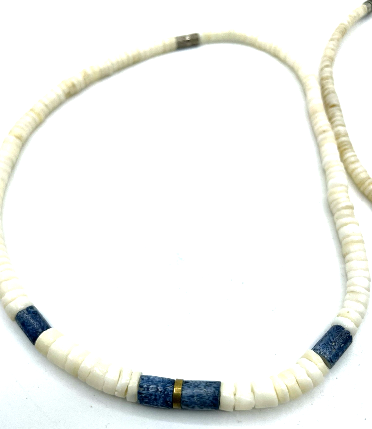 2 x vintage Surfer Kette Muschelkette Handarbeit 1x mit Lapislazuli L 40,5 cm1