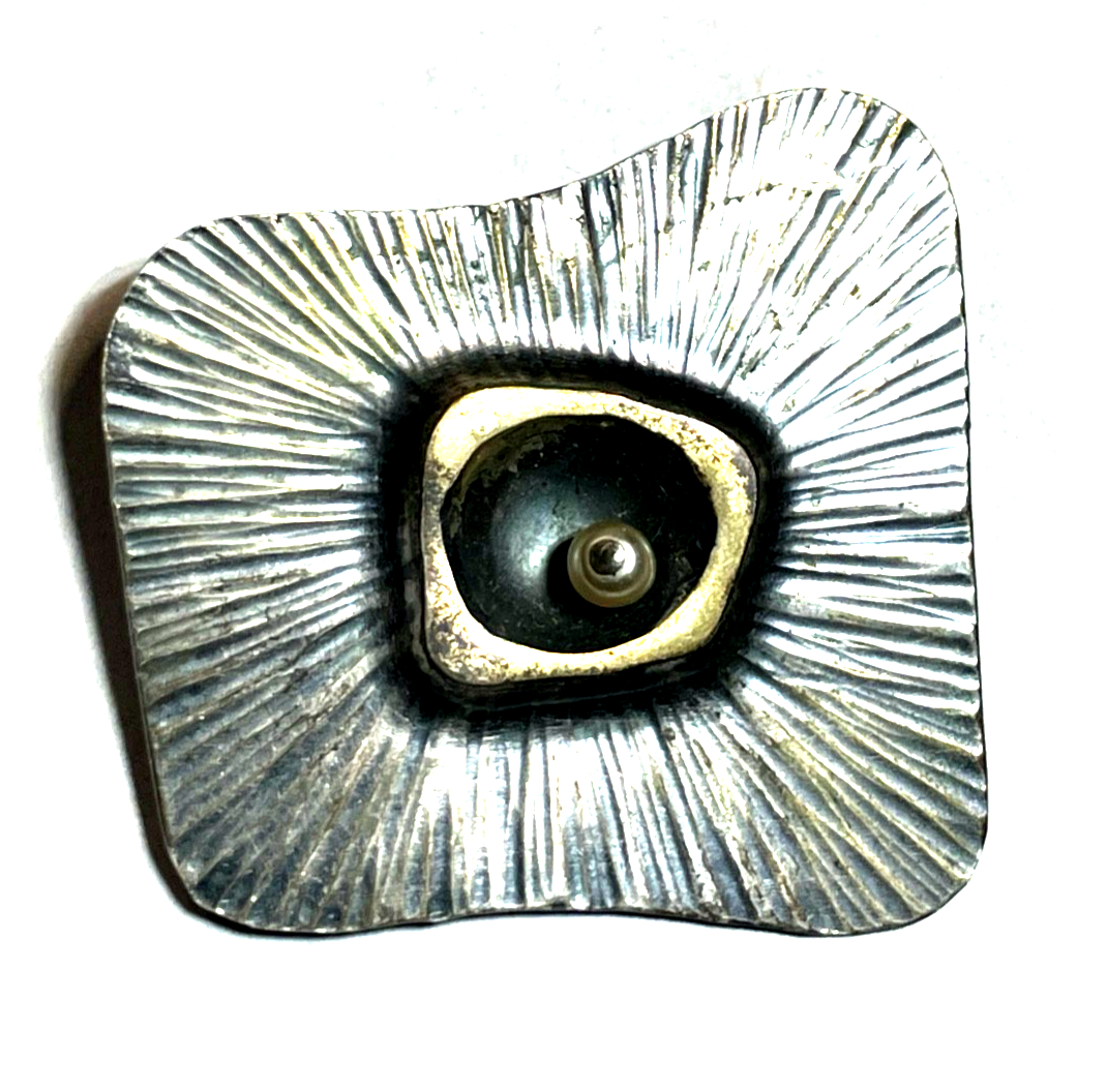 Vintage große J Designer Brosche Modernist 925 Silber Handarbeit 70erJ Unikat0
