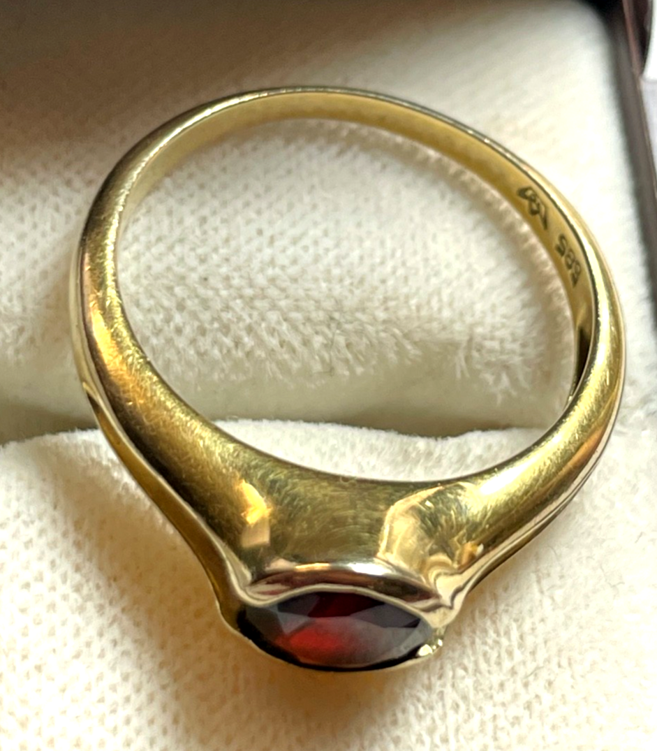 14 K 585 Gold massiver Ring mit Granat Juwelier Ø 18,5 mm RG 58 gepflegt4