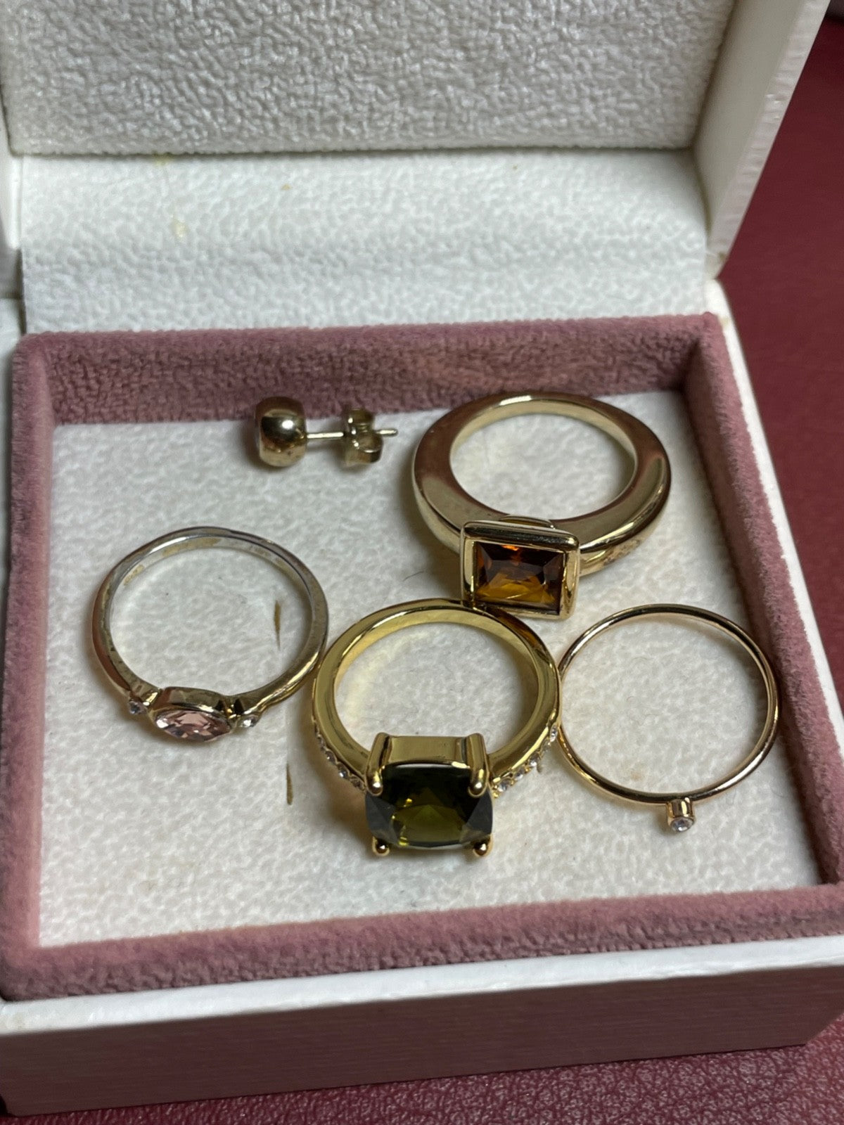 Konvolut Ringe Modeschmuck gemischt neuwertig mit Farbsteinen vergoldet PL0