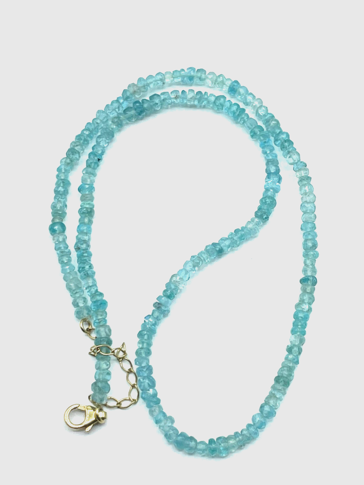585 Gold 14 K Aquamarin facettiert Kette L 45 + 5 cm Verlängerung B 3-4 mm gepfl0