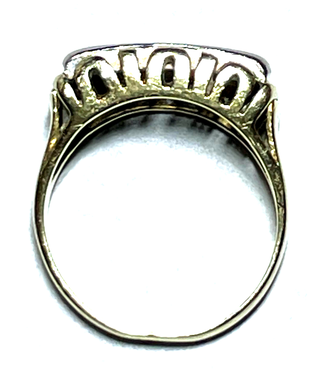 Antik 585 Gold 14 K bicolor Ring 4 Diamanten Juwelier Ø 17,2 mm Gr. RG 54 gepfl.4