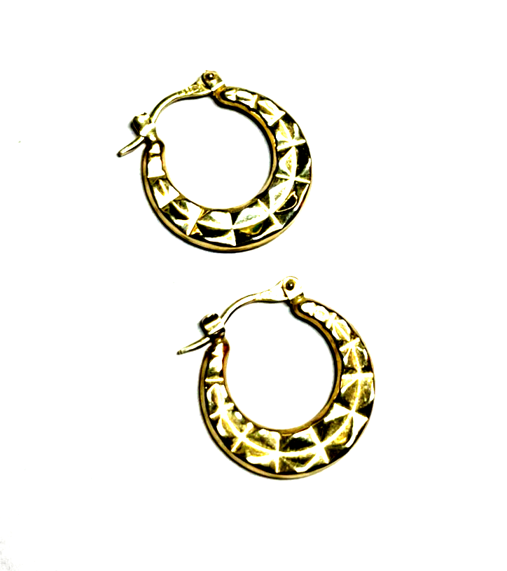 585 Gold 14 K Ohrringe Creolen Struktur Muster Ø 18 mm B 5 mm Juwelier gepflegt1