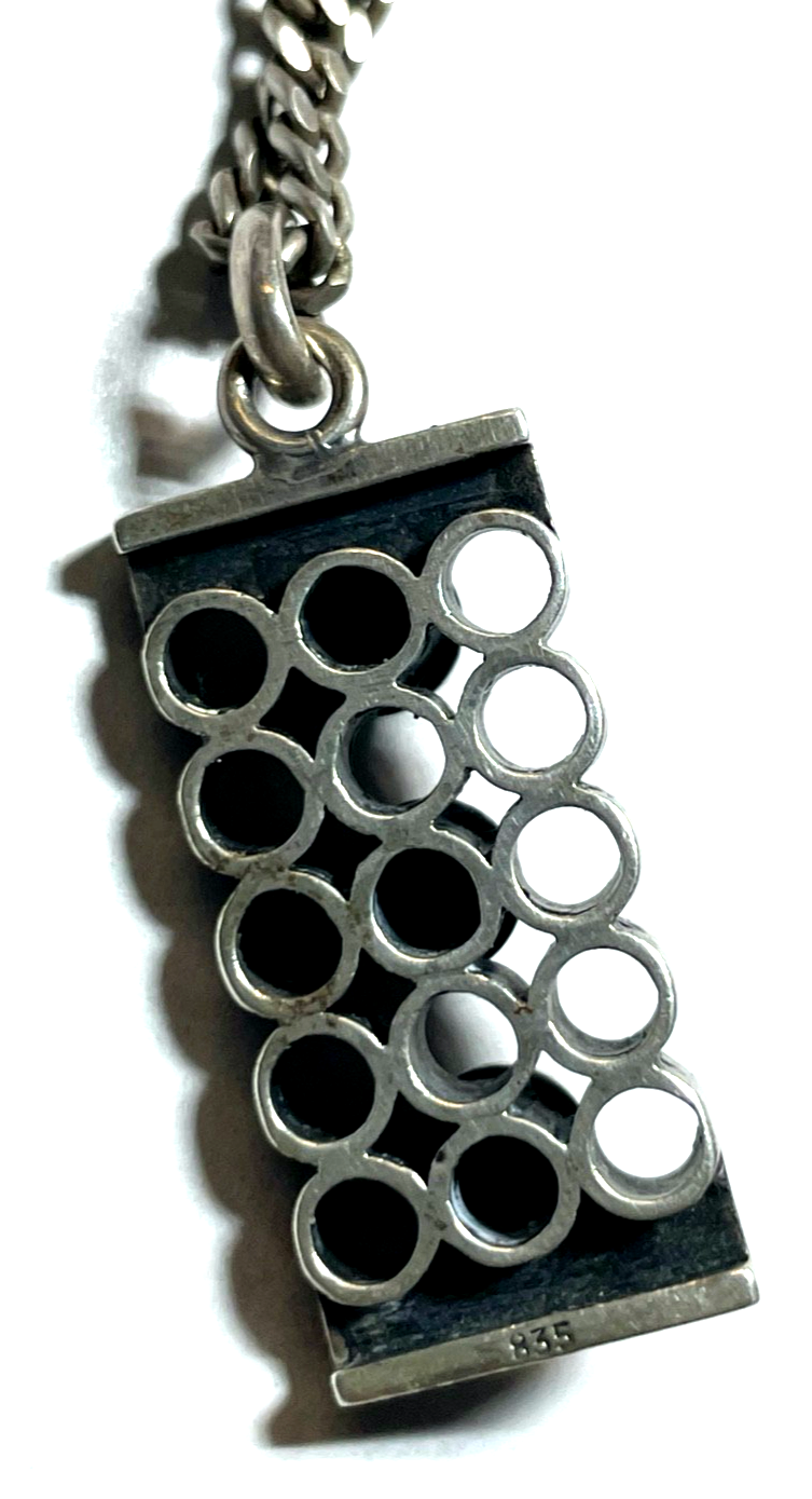 Mid century 835 Silber Anhänger Lapislazuli Türkis + 45,5 cm Silber Panzerkette7
