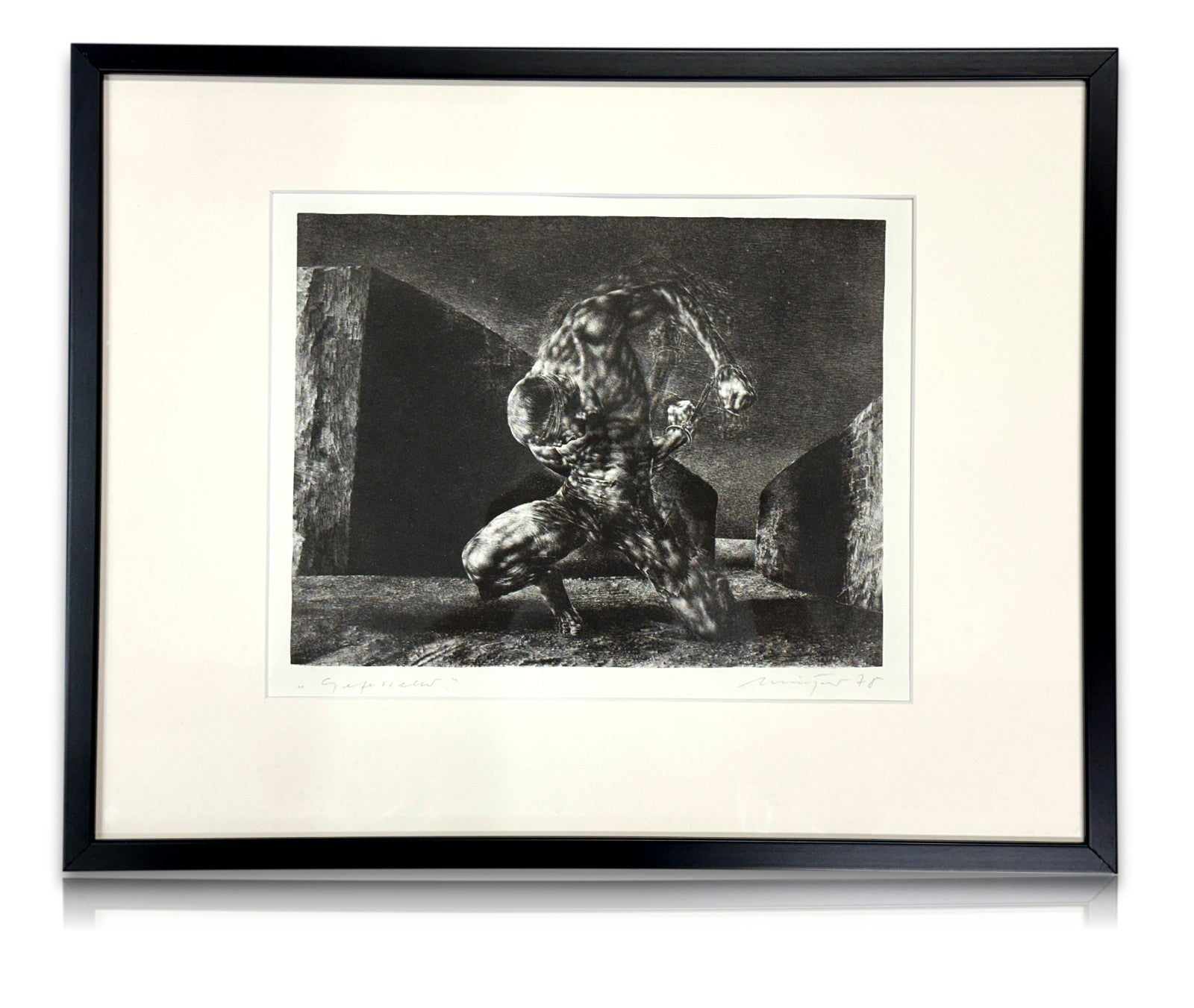 Rolf Münzner - Lithographie - 'Gefesselter' - 1978 - signiert + datiert0
