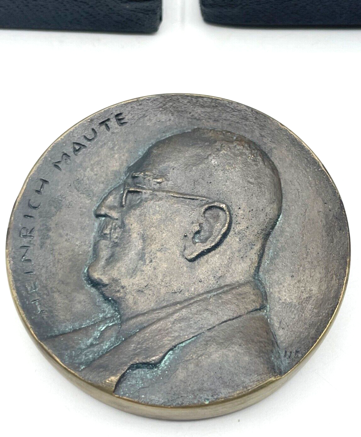 Vintage schwere Bronze Medaille Heinrich Maute Fabrikant 1839-1949 Ø 64 mm + Box1