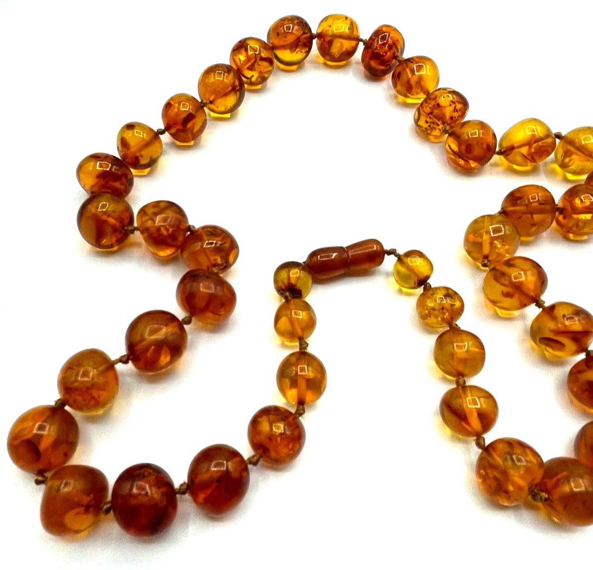 Elegante vintage Bernstein Amber Kette 71 cm mit Schraubverschluss im Verlauf3