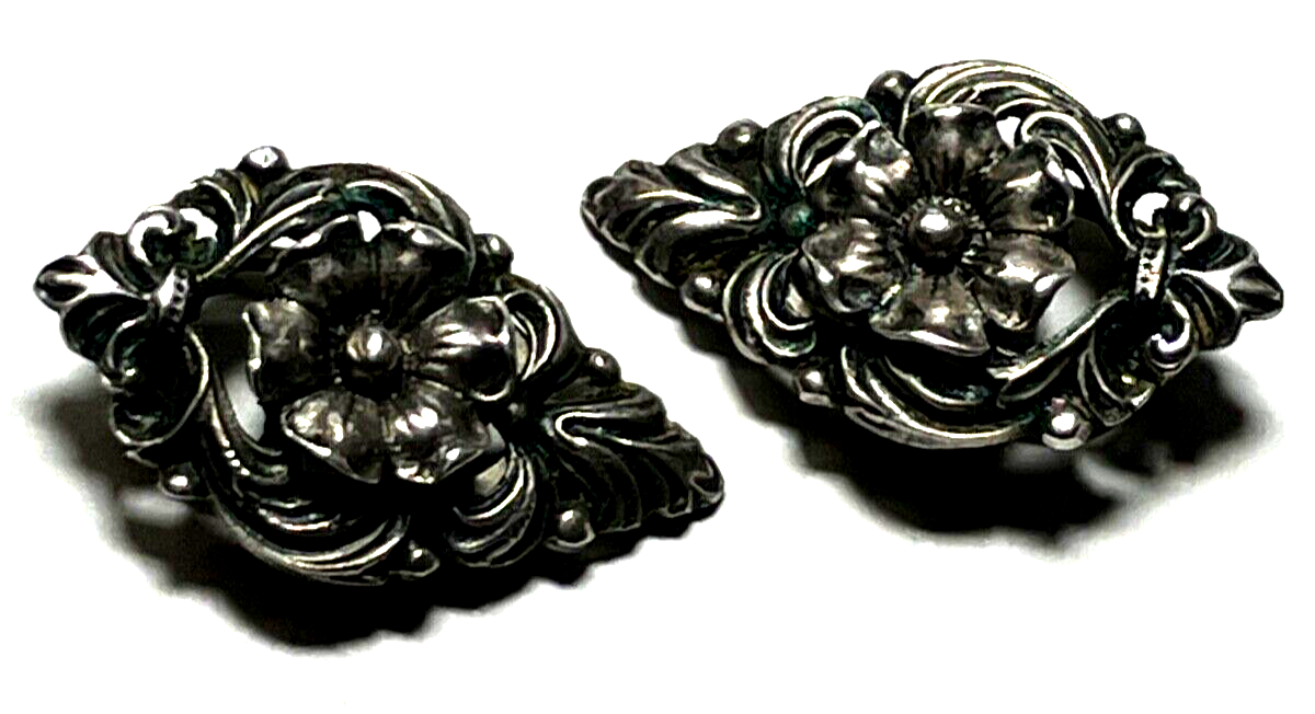50er J Ohrclips 835 Silber Landhaus Dirndl Trachtenmode Handarbeit sehr apart2