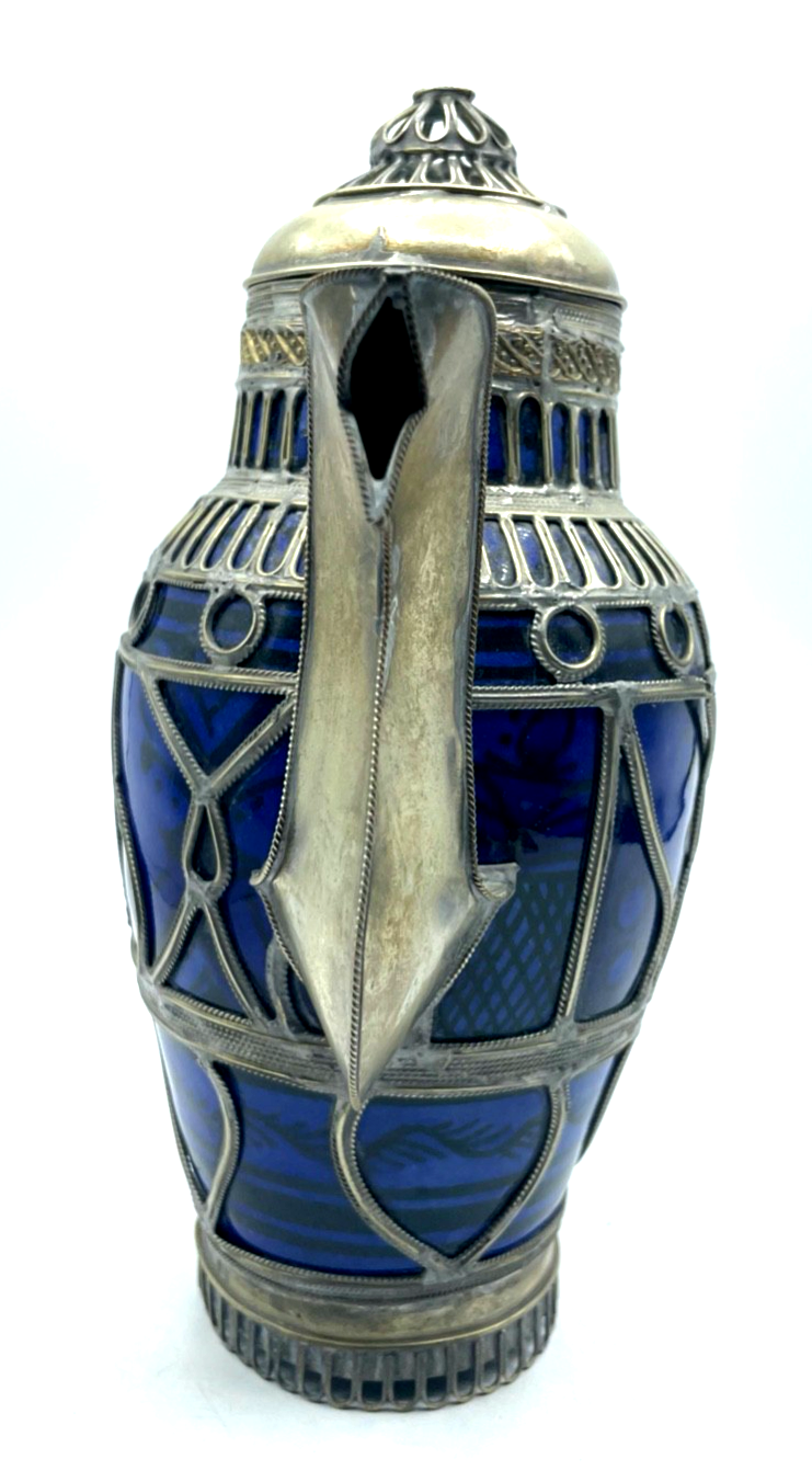 Dachbodenfund orientalische antik Kanne Keramik + versilberte Montur Handarbeit7