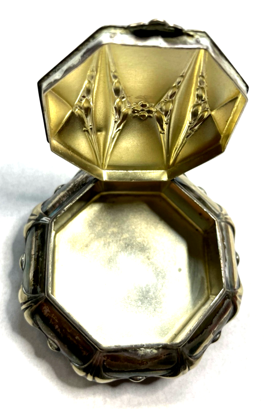 Antik Jugendstil Dose wunderschöne gr. Pillendose Alpacca versilbert Ø 65 mm1