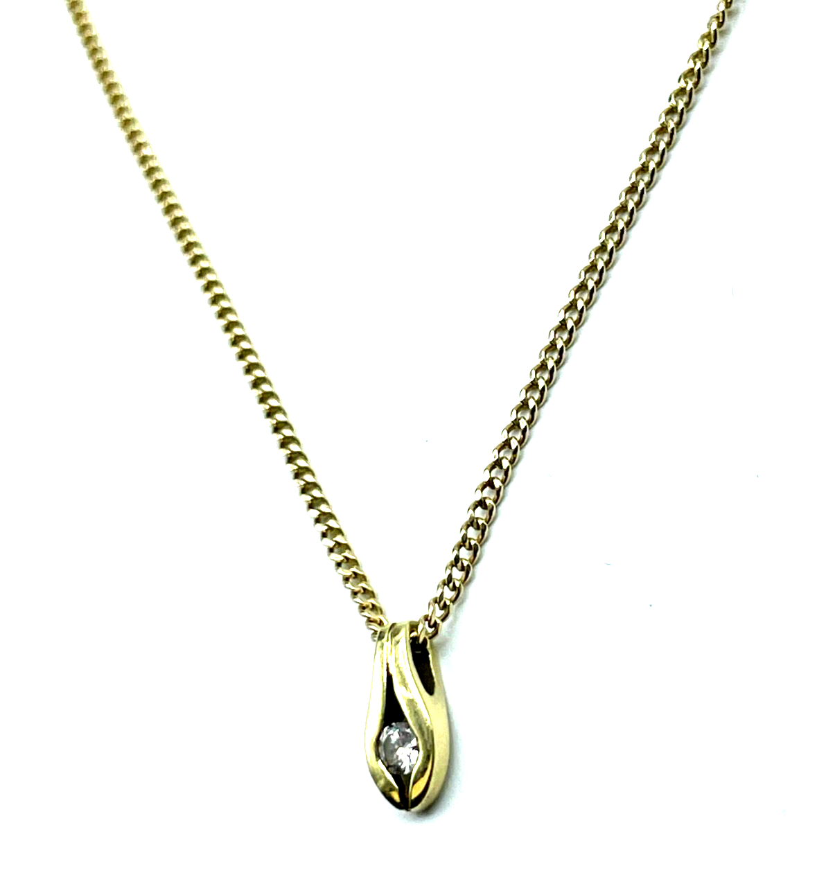585 Gold 14 K Panzerkette + 0,1 ct Brillant Anhänger solide Juwelier Qualität1