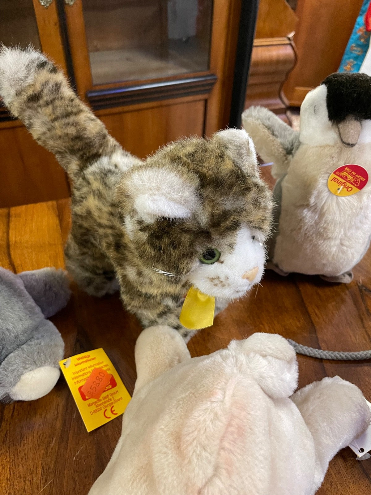 7 x top gepflegt Steiff Tier Konvolut Hase Pinguin Schwein Katze Maus Elefant3