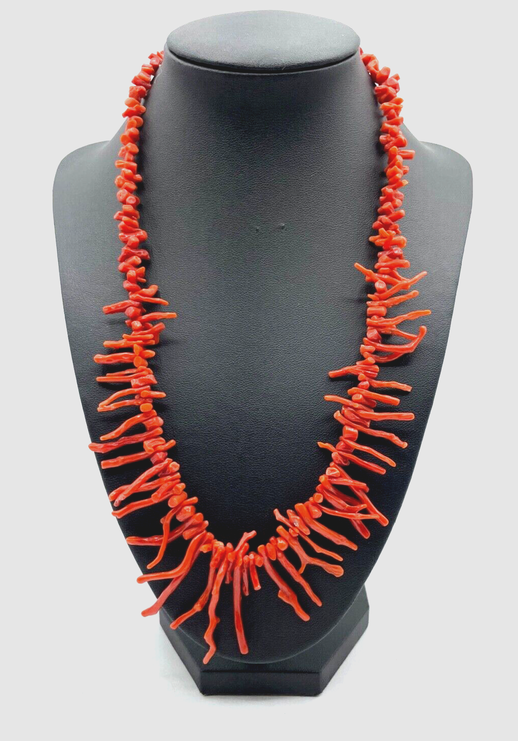 Vintage traumhafte Korallenkette Stäbchen Koralle Collier Verlauf L 52 cm B 45mm0