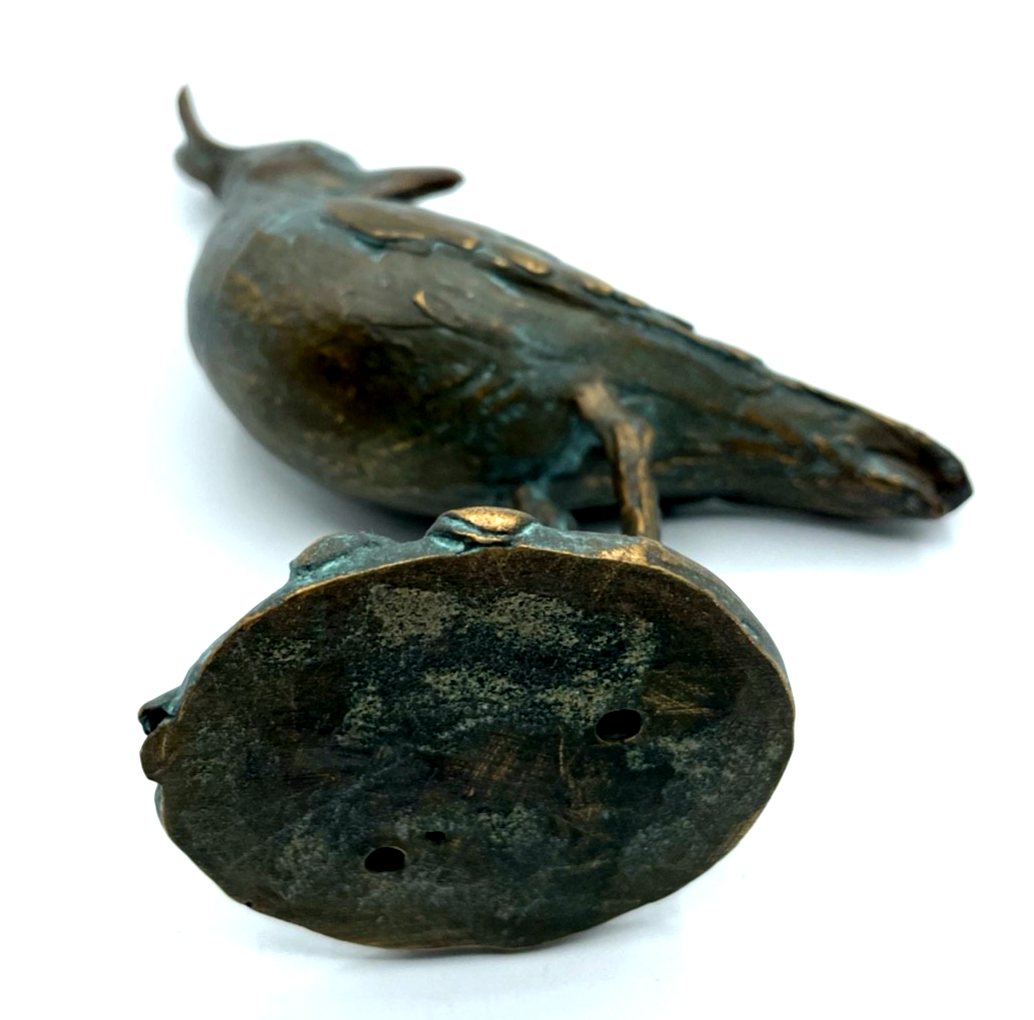 Strassacker Bronze Plastik mit Patina Vogel vollplastisch H 16,5 cm mit Stempel5