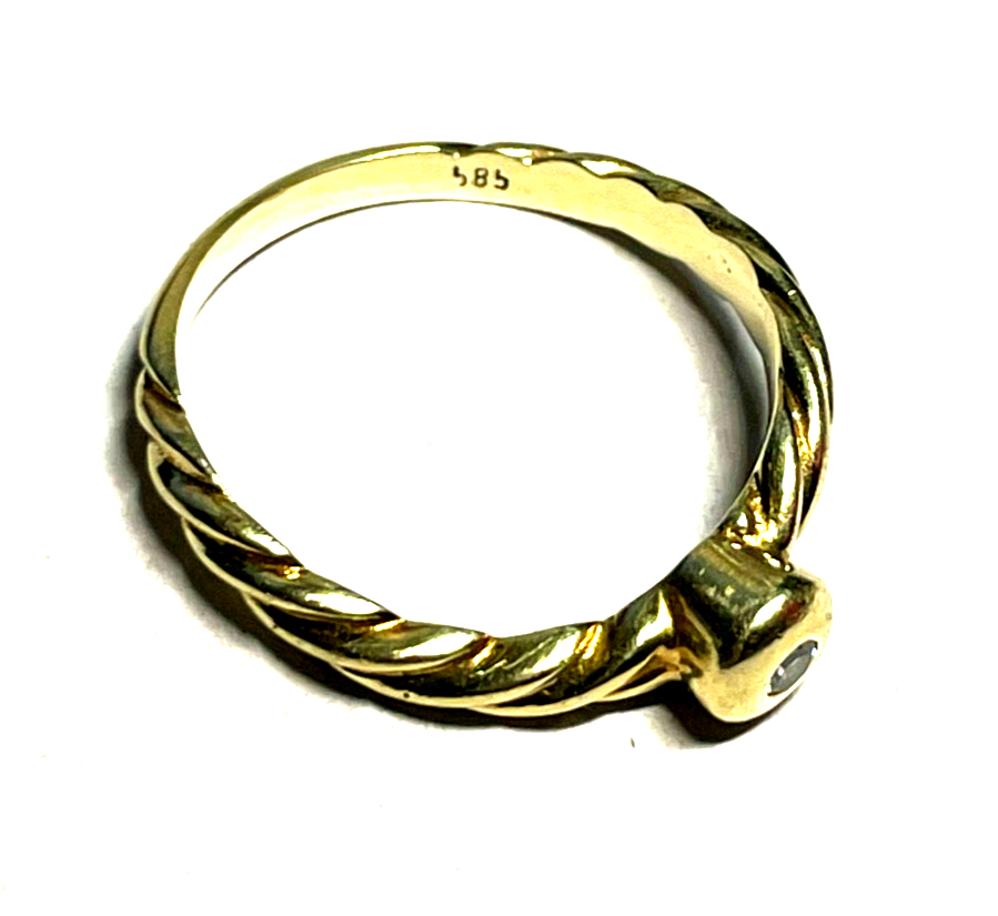 Solider massiver 585 14K Gold Ring Brillant besonders Ø 18 mm RG 57 Juwelier7