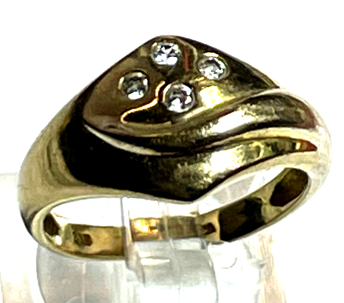 Moderner 333 Gold 8 K Ring 4 x Simili Diamant Ø 17 mm RG 54 Juwelier gebraucht5