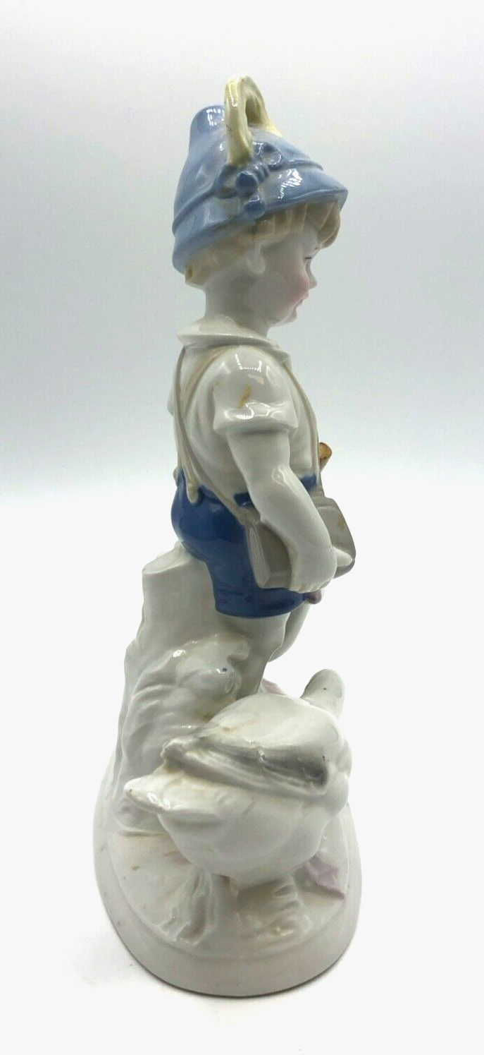 Vintage DDR VEB Porzellan Figur Gänsehirte Wagner & Apel handbemalt H 21 cm3