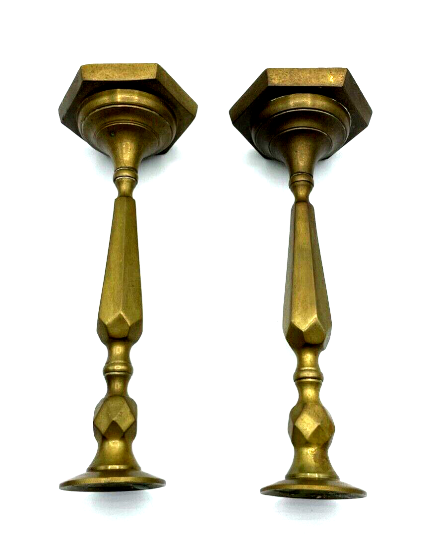 Paar massiv formschön Messing Kerzenleuchter 2 Kerzenständer H ca. 24 cm um 19007