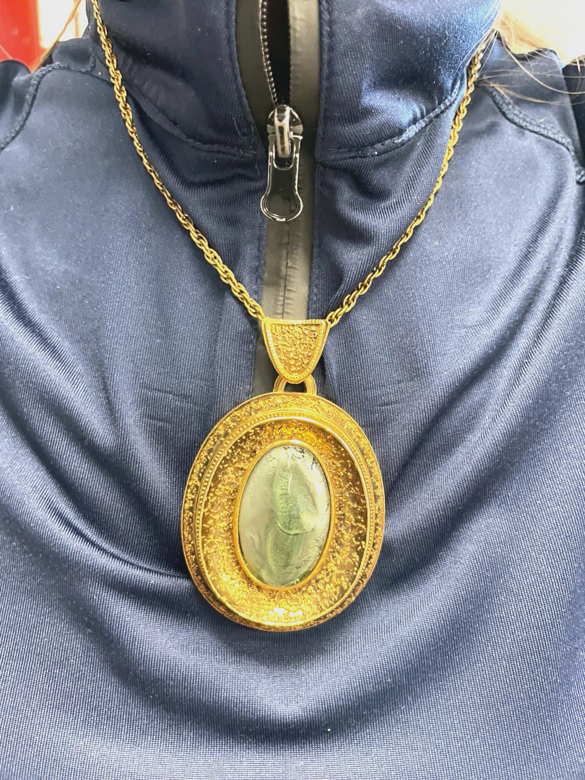 Mega Statement vintage Modeschmuck Kette + Anhänger Handarbeit top gepfl.3