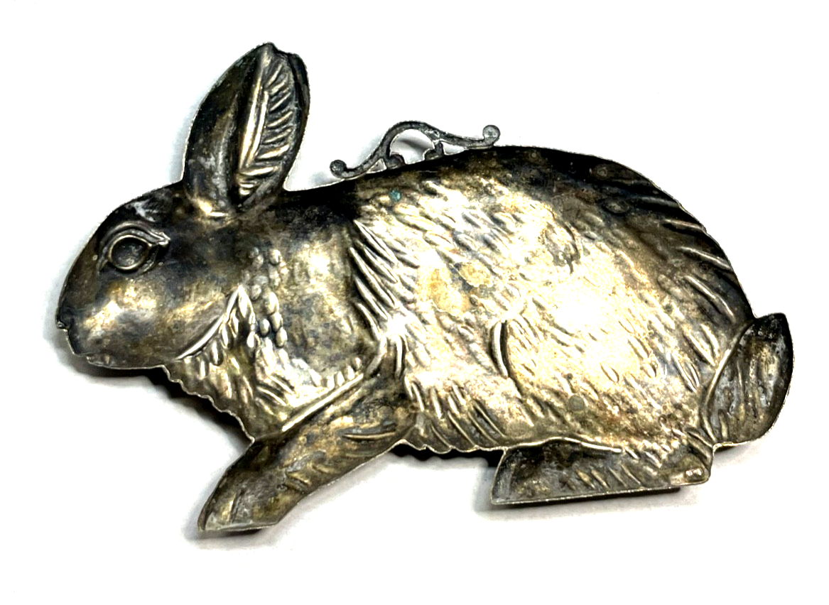 Antik Votivgabe ex voto Hase Silber Echtsilber Aufhänger Anhänger 10,5 x 7 cm5