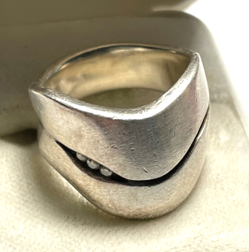 Massiver 925 Silber Designer Ring QUINN mit 3 Brillanten 0,06 ct RG 55 Ø 17,5 mm4
