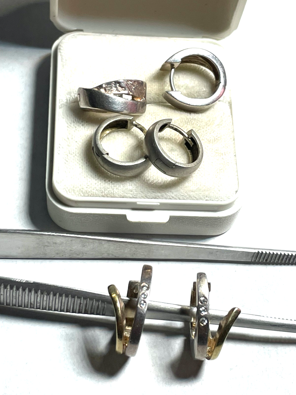 Vintage 3 Paar diverse 925 Silber Creolen Ohrringe zeitlos0