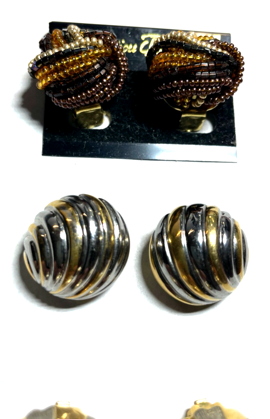 3 Paar elegante Ohrclips sehr gepflegt hochwertiger Modeschmuck bicolor3