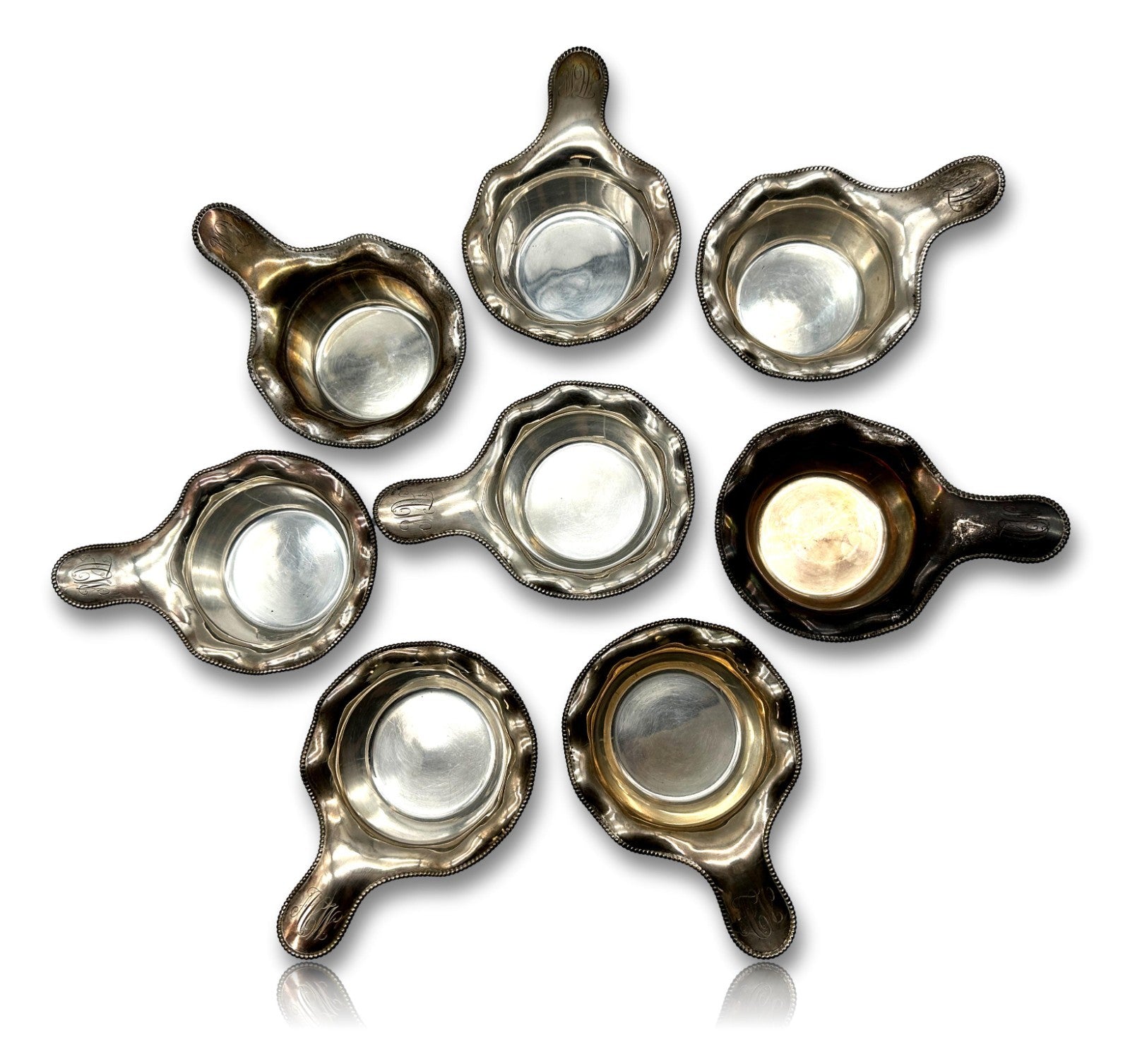 8 klassische Puddingschalen aus Sterling Silber von Shreve & Co. San Francisco1