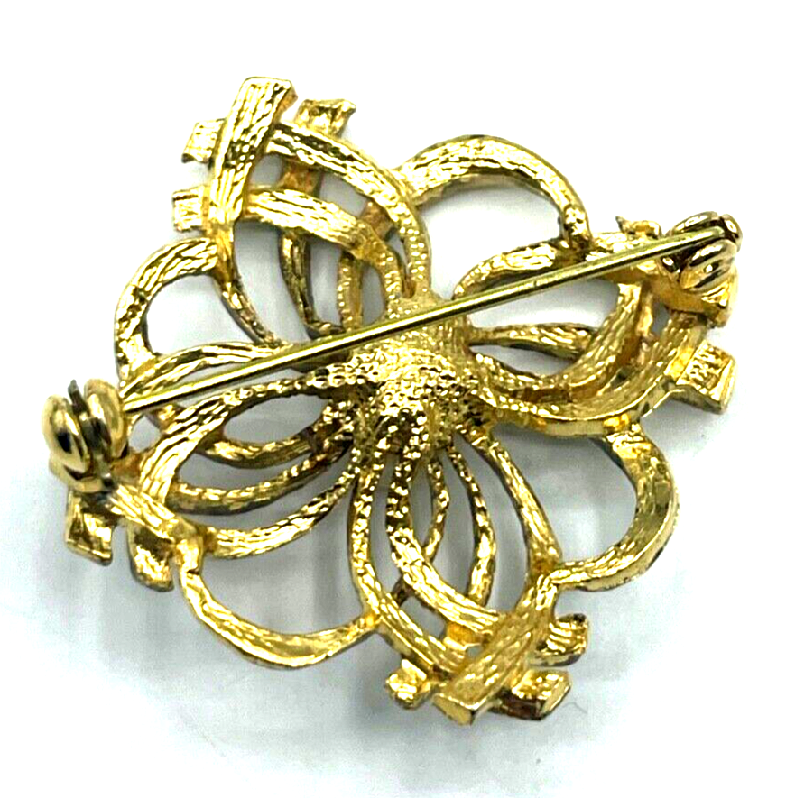 Klassische Eleganz Brosche Anstecknadel vintage weiße Perle Ø 40 mm vergoldet3