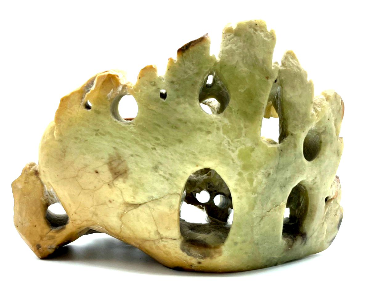 Antik Speckstein Handarbeit chinesischer Pinselhalter Pinselwascher H 11,5 cm4