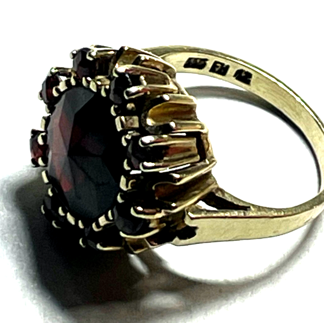 Edler 333 Gold 8 K Ring 9 x Granat Ø 17,2 mm RG 54 solide Handarbeit Juwelier2