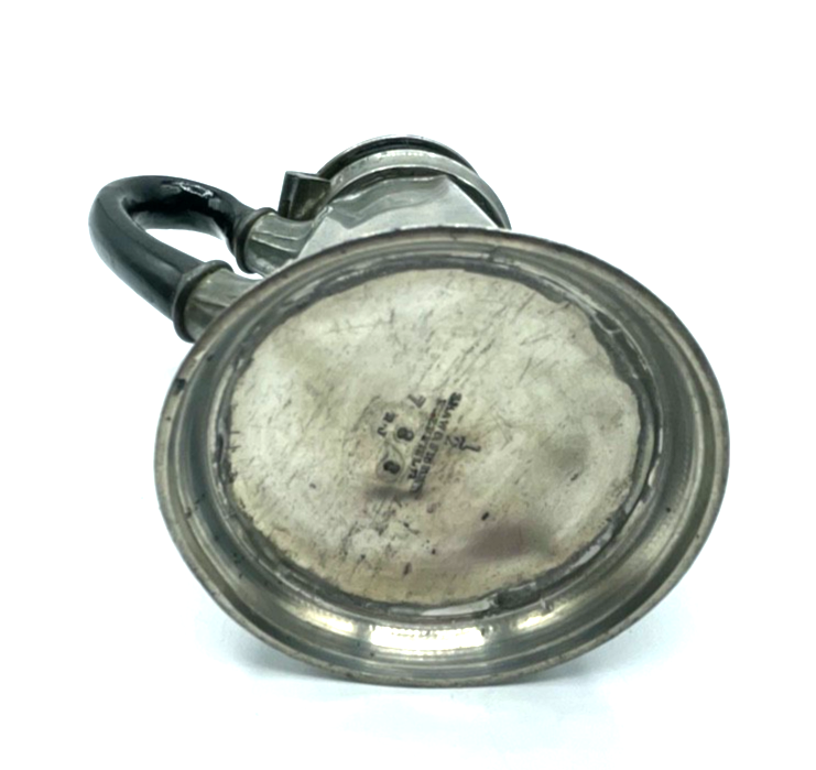 Antik kleine englische Zinnkanne mit Holzgriff um 1900 sehr dekorative Nostalgie7