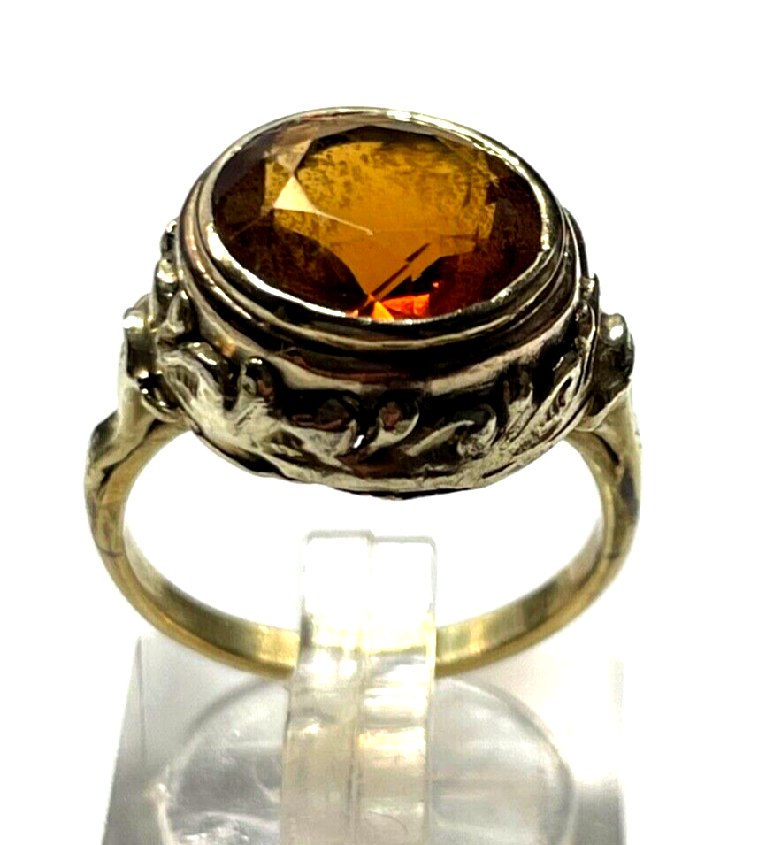Antik 333 Gold 8 K Ring Madeira Citrin Ø 16,5mm RG 52 gepflegt solide Handarbeit3