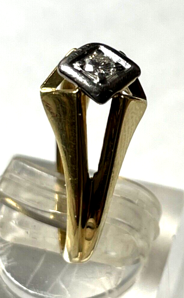 Solider 585 Gold 14 K Ring Solitär Brillant 0,10 ct Ø 16 mm RG 51 Juwelier gepfl3