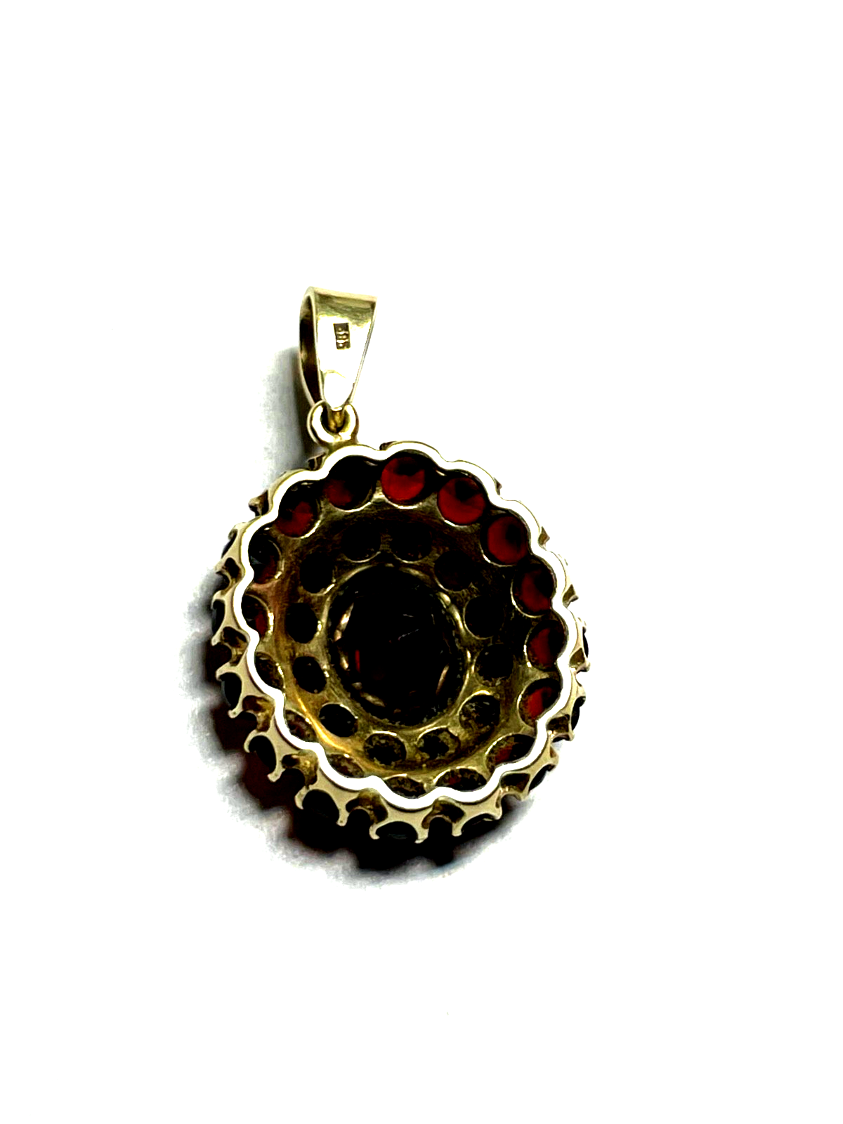 Gr.  Entourage 585 Gold Granat Anhänger 14 K Gelbgold solide Juwelier Qualität7