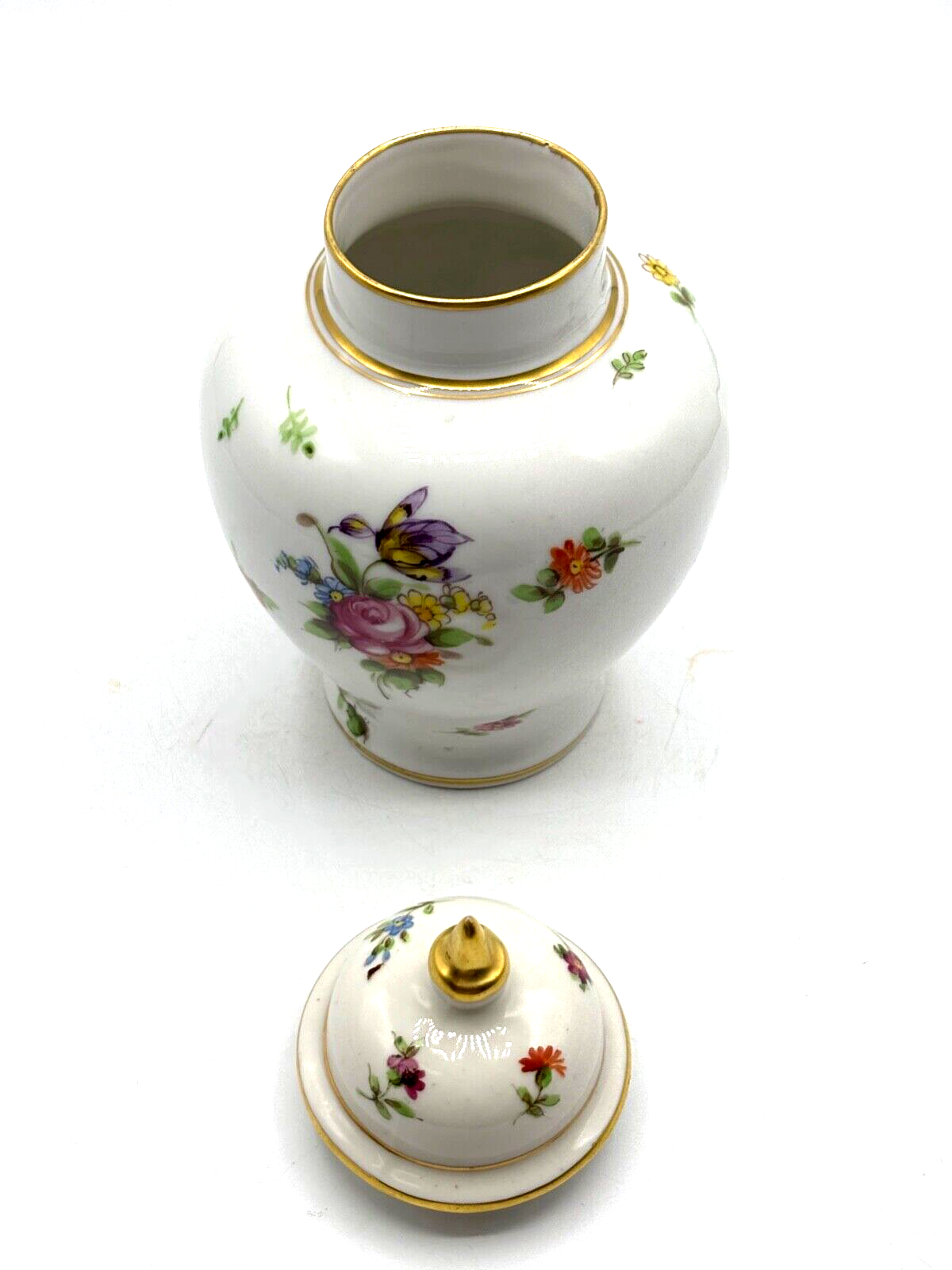 Seltene alte Ludwigsburger Porzellan Deckelvase Urnenvase handbemalt H 18,5 cm2