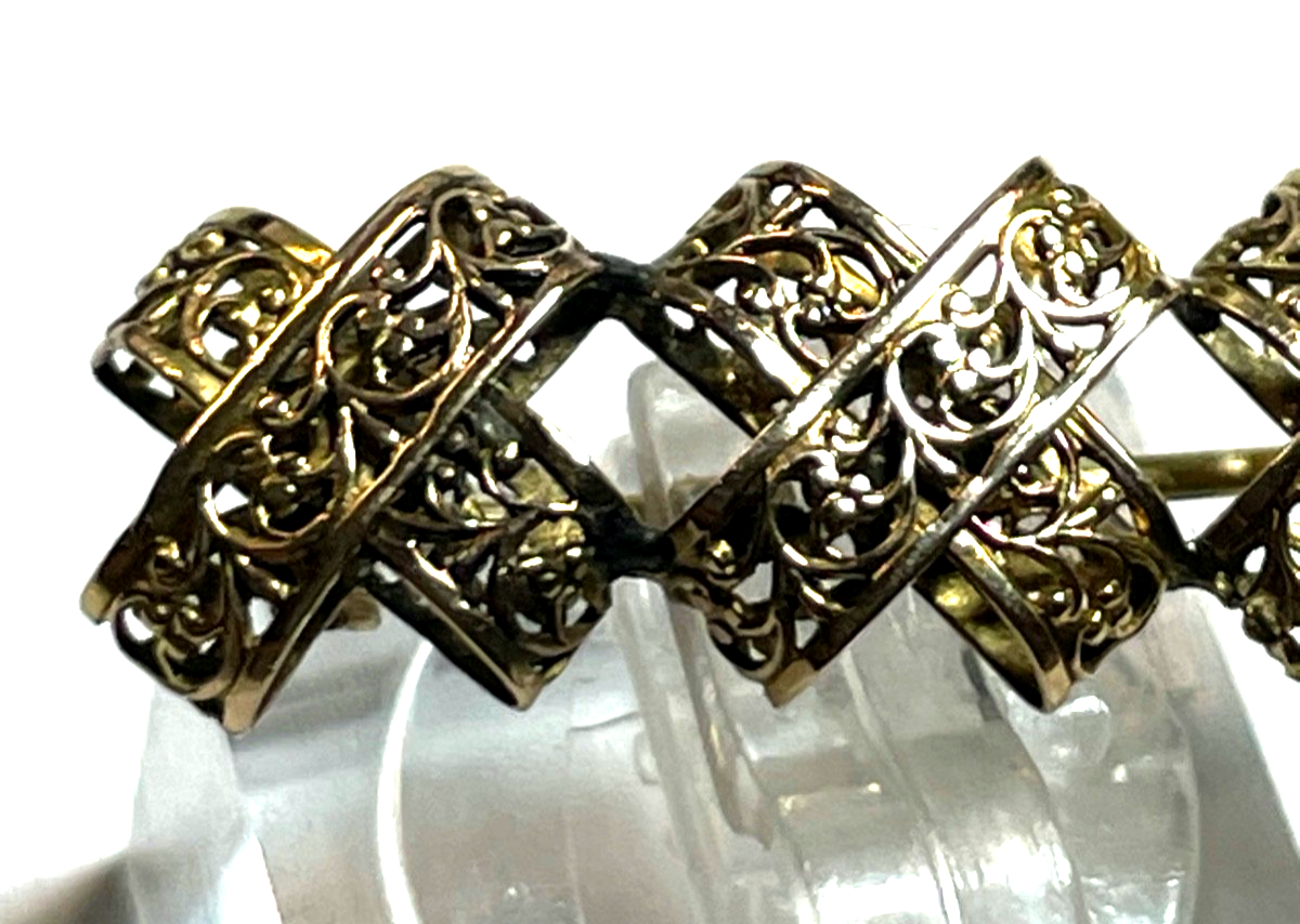Sehr attraktive alte 585 Gold Brosche floral Durchbruch beidseitig Juwelier2