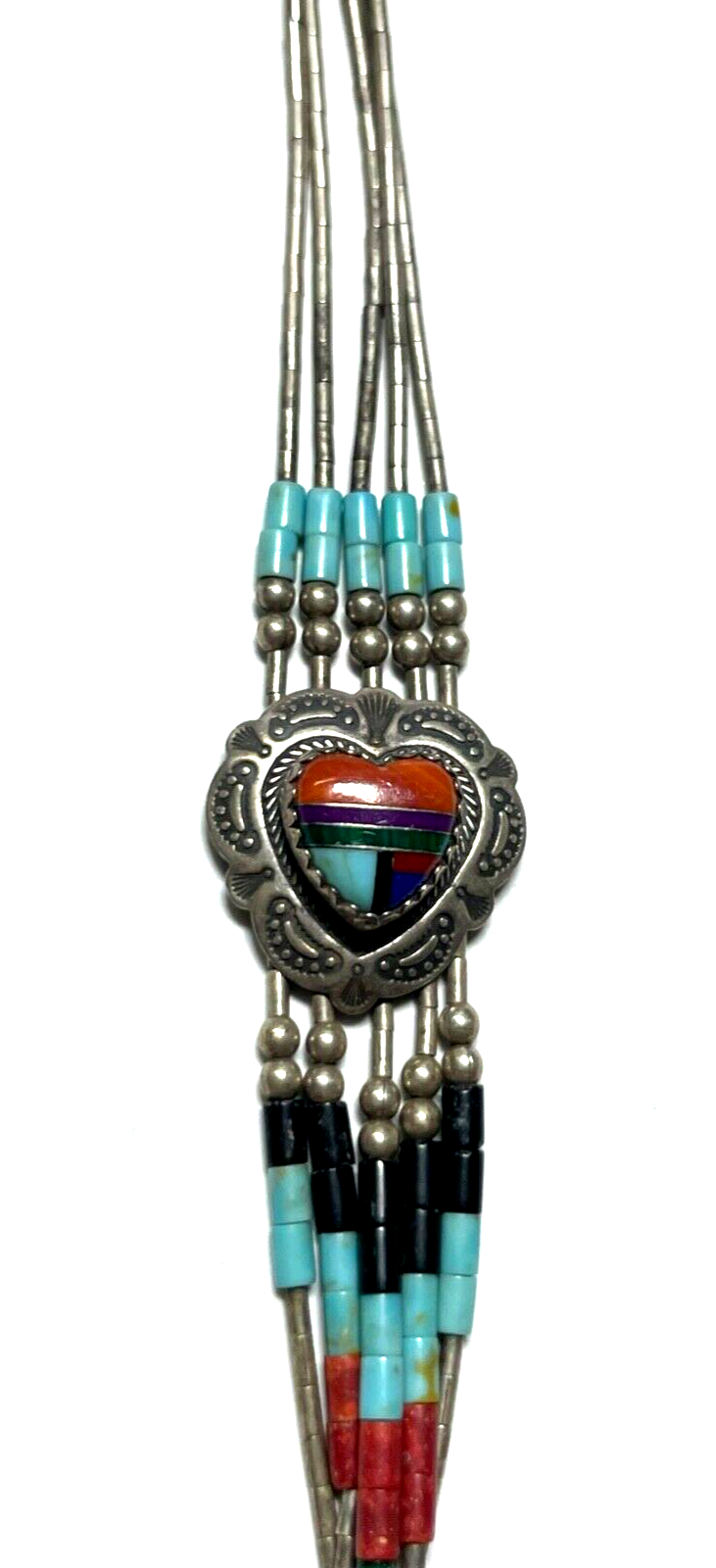 925 Sterling Armband Zuni Indianerschmuck Edelstein Inlay Handarbeit L 18,5 cm3