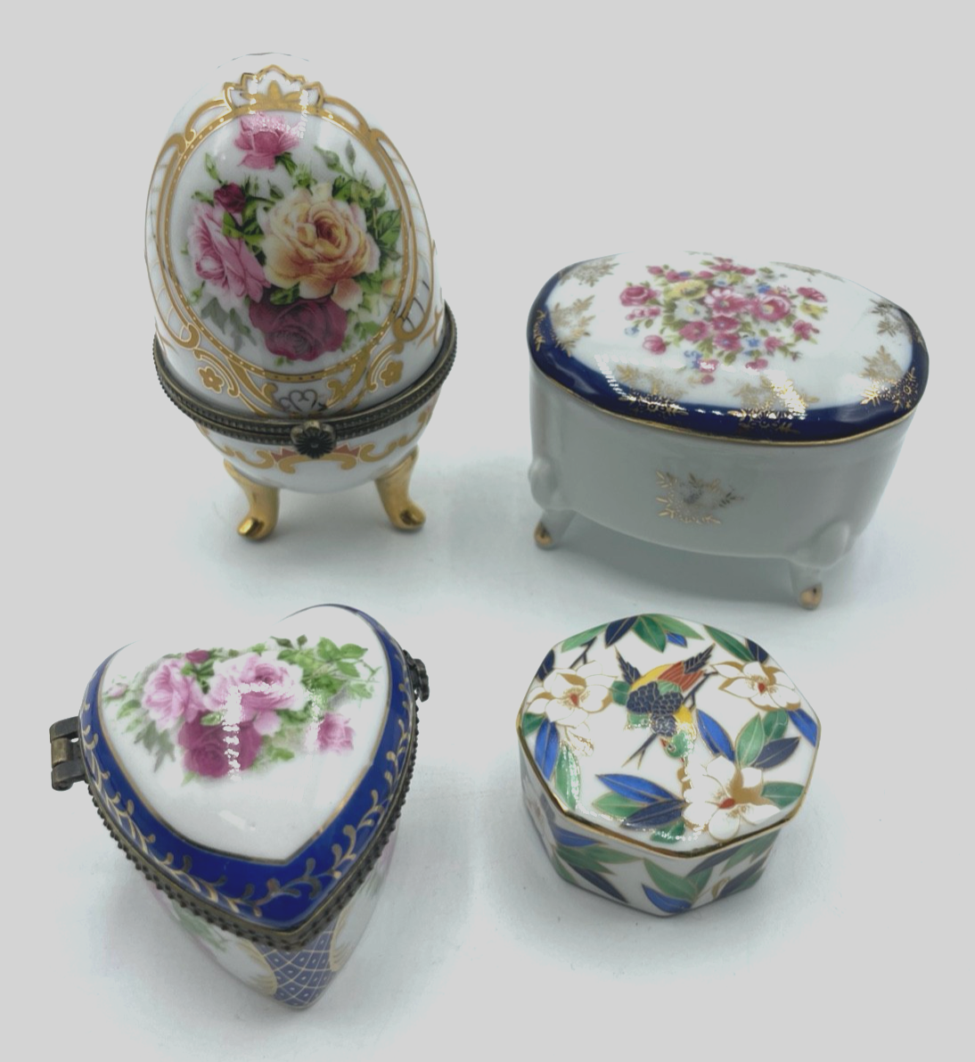 4 vintage verschiedene Porzellan Dose Döschen Porzellandosen Deckeldose gepfl.0