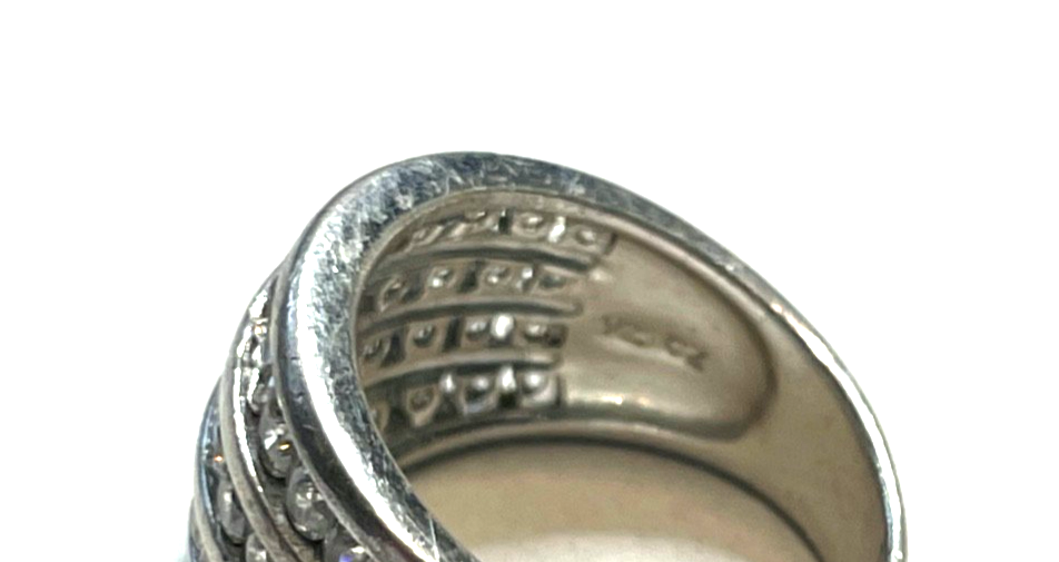 Solider 925 Silber Ring Cocktail Silberring CZ Besatz Handarbeit Ø 16 mm RG 508