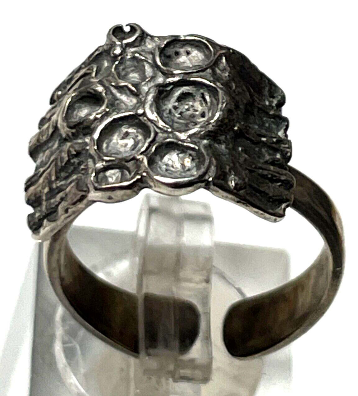 Brutalist Modernist 70erJ Silber Ring TEKA Design offene Ringschiene Handarbeit2
