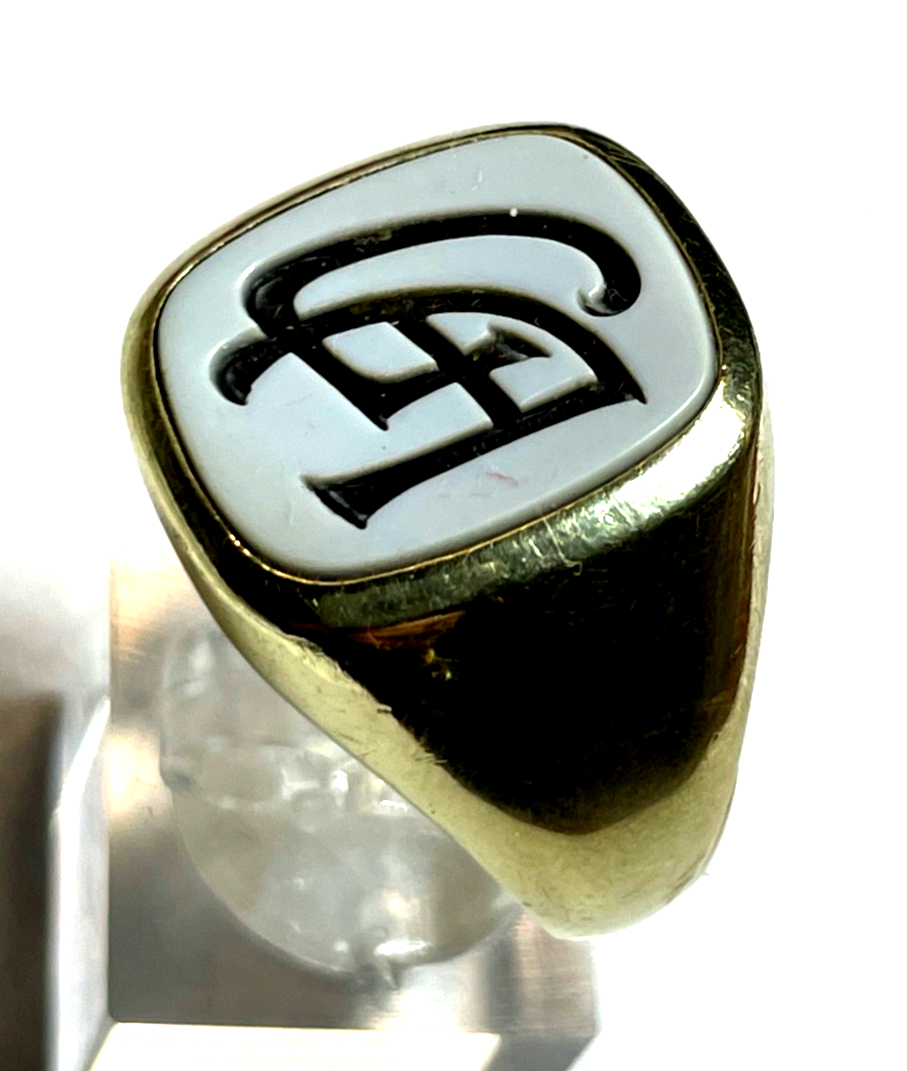 585 Gold 14 K Herrenring Ring Siegelring Lagenstein GA o AG Ø 22 mm RG 69 gepfl.8