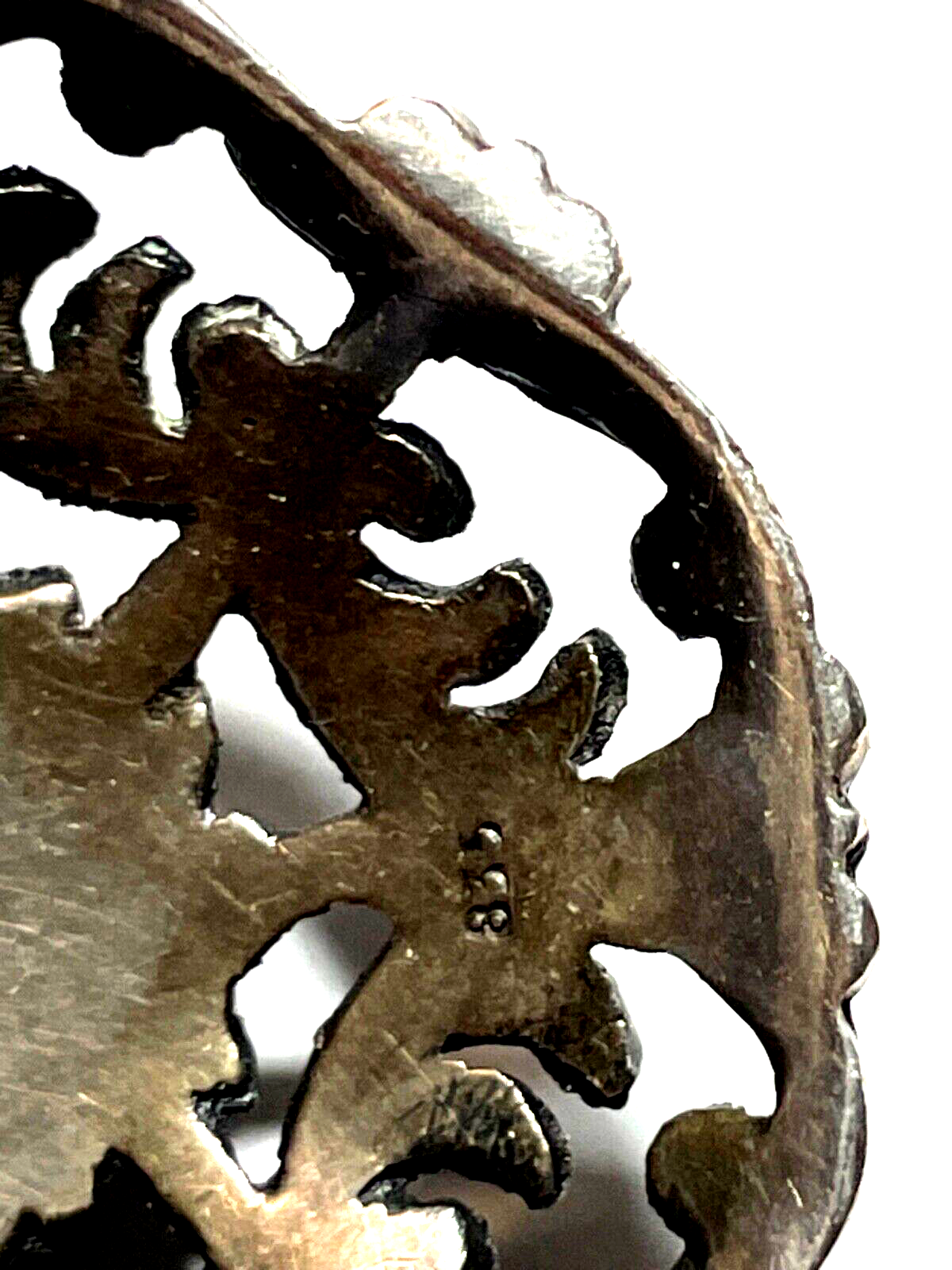 Antik 835 Silber Anhänger um 1900 mit Koralle  Handarbeit L 51 mm B 37 mm5