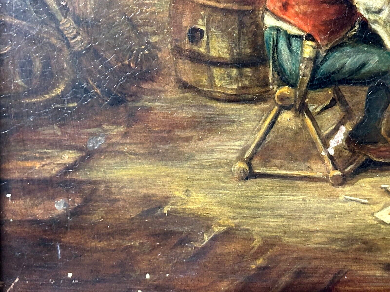Öl auf auf Kupferplatte - Genre - Wirtshausszene nach David Teniers - gerahmt9