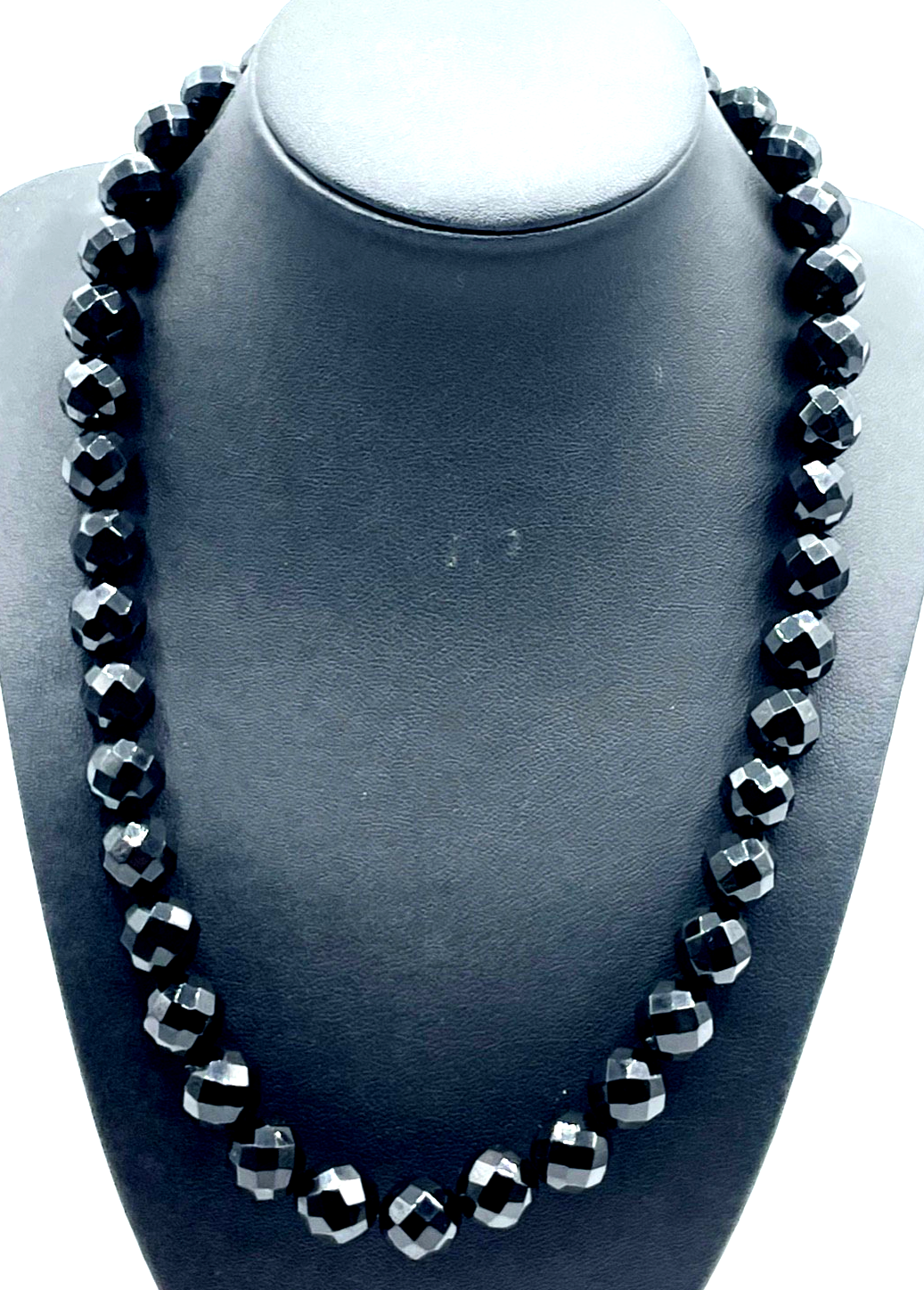 Statement Onyx facettiert Kugel Kette Collier Ø 12 mm gr. 925 Silber Knebel1