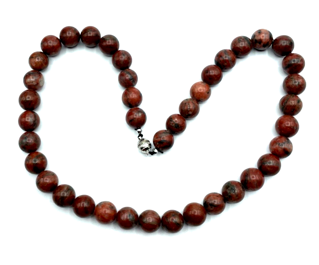 Roter Jaspis Halskette Kugelkette Ø 12 mm mit Magnetschliesse sehr gepflegt2