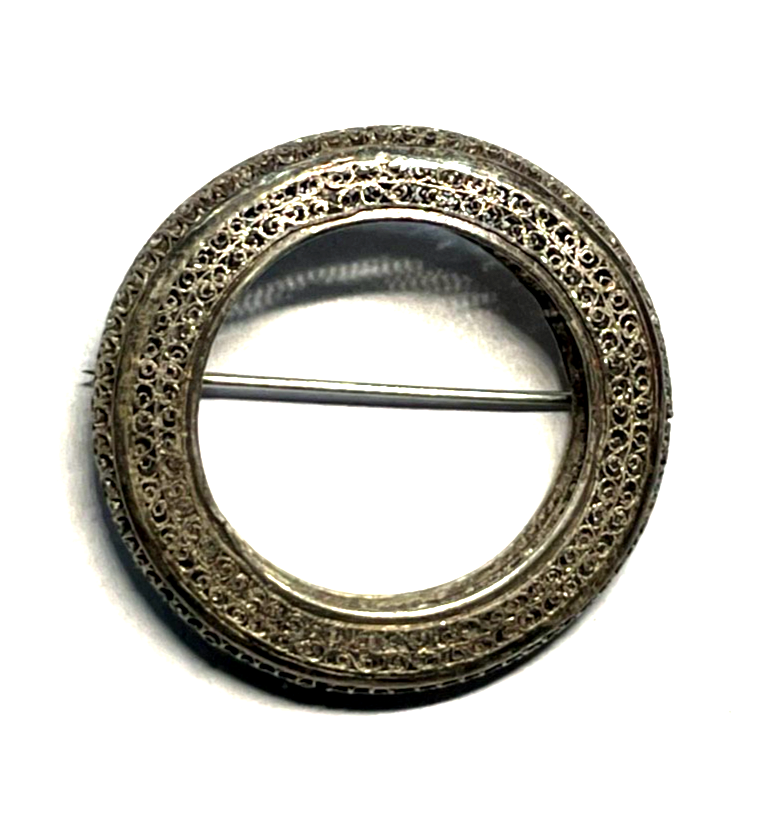 Antik edle Sterling Filigransilber Brosche Anstecknadel feinste Handarbeit2